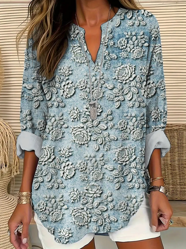 Marvella™ - Blouse Imprimée Pétale Brume