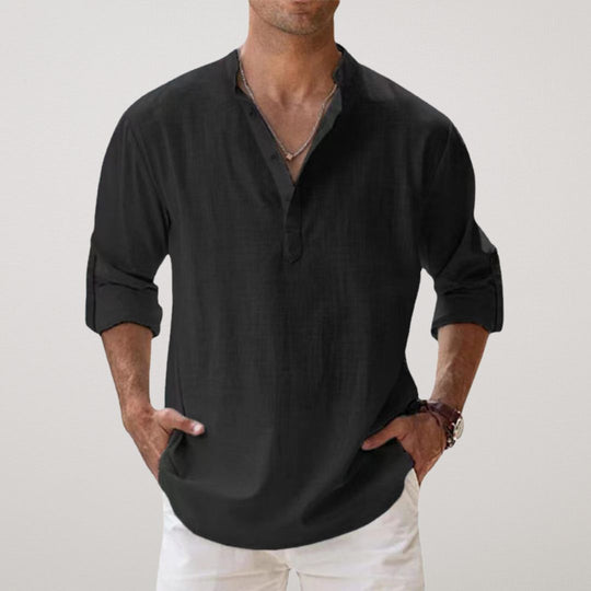 Antoine™ - Chemise Henley en coton effet lin