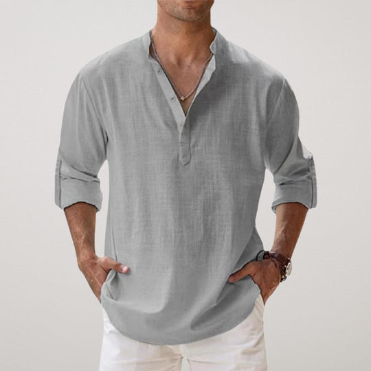 Antoine™ - Chemise Henley en coton effet lin