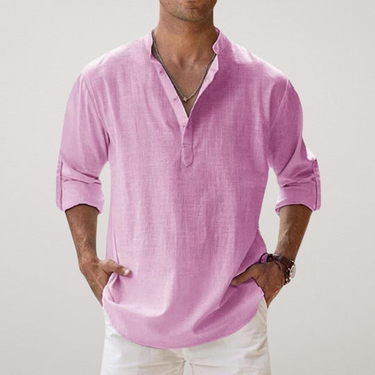 Antoine™ - Chemise Henley en coton effet lin
