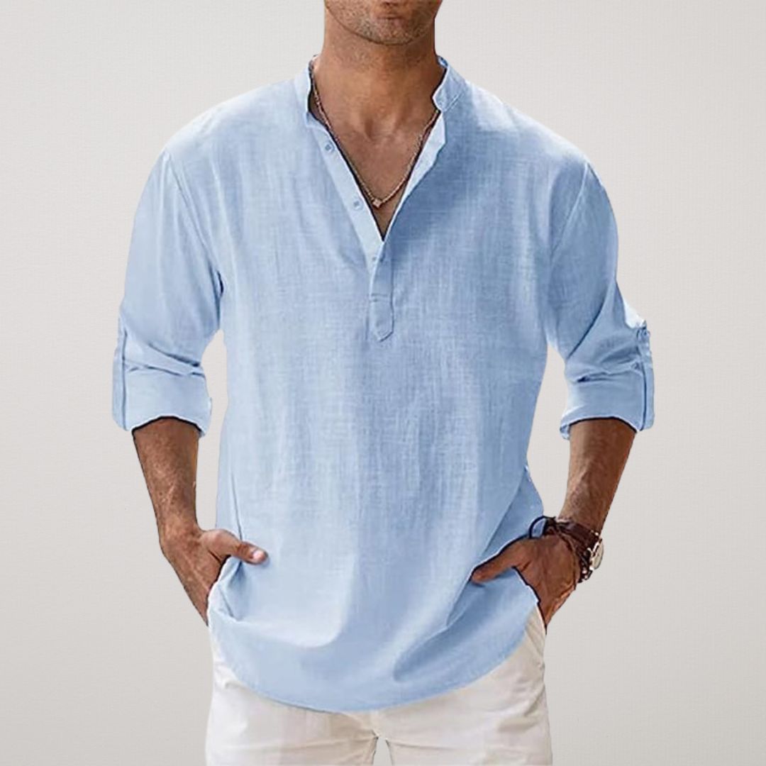 Antoine™ - Chemise Henley en coton effet lin
