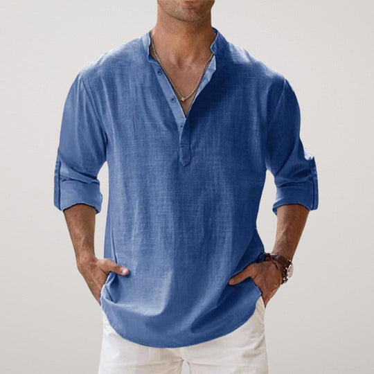 Antoine™ - Chemise Henley en coton effet lin