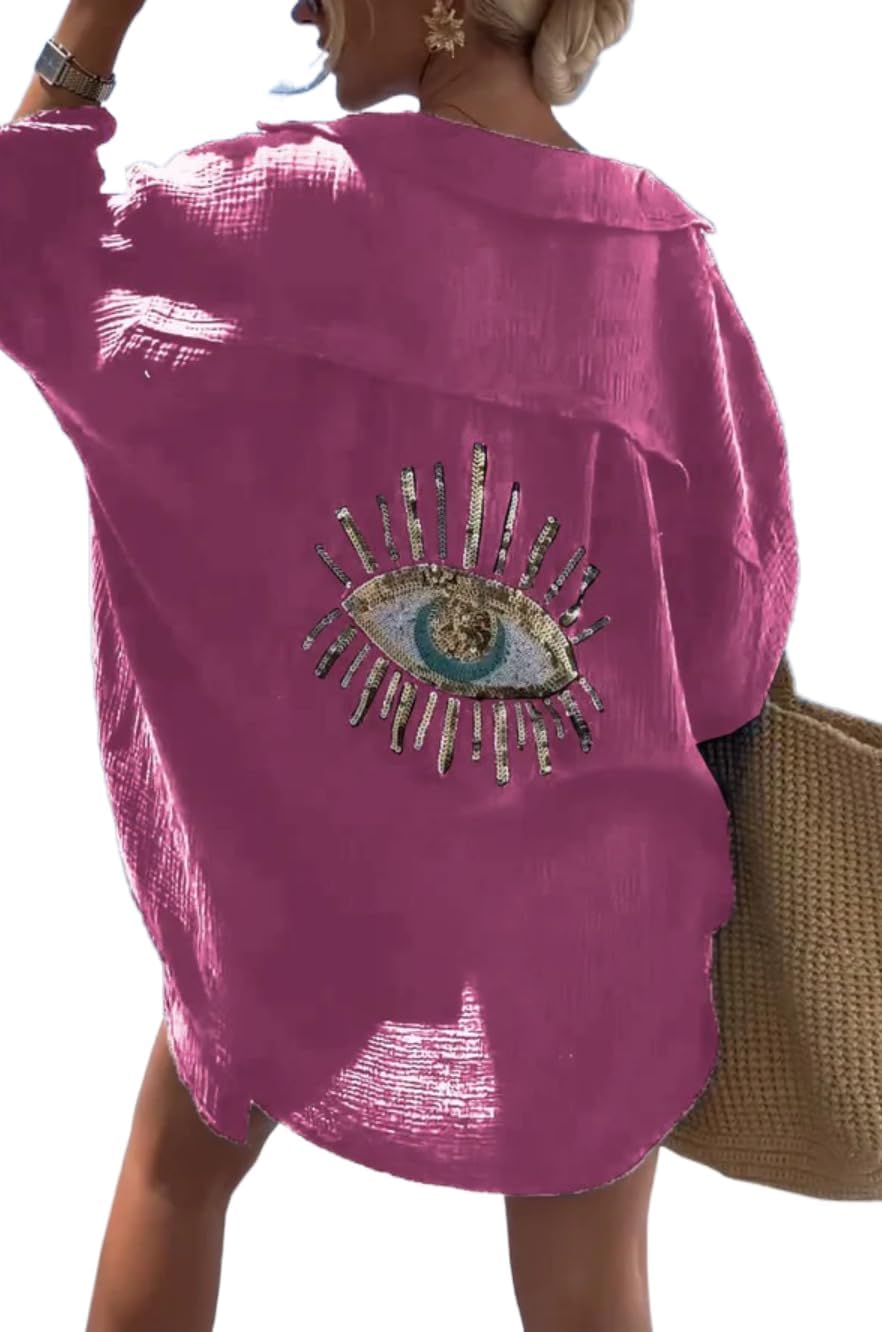 Soraya - Chemise Décontractée à Sequins et Perles