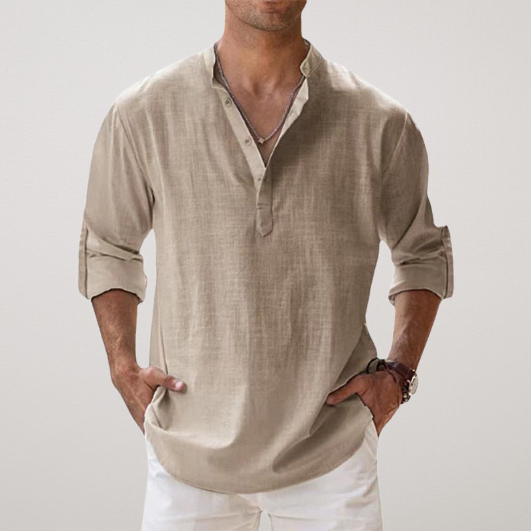 Antoine™ - Chemise Henley en coton effet lin