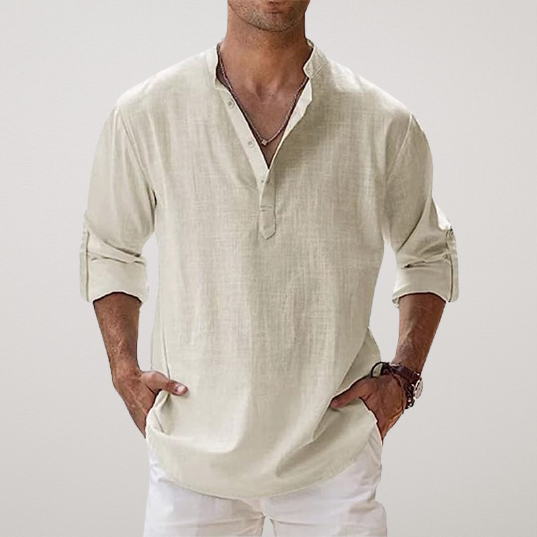 Antoine™ - Chemise Henley en coton effet lin