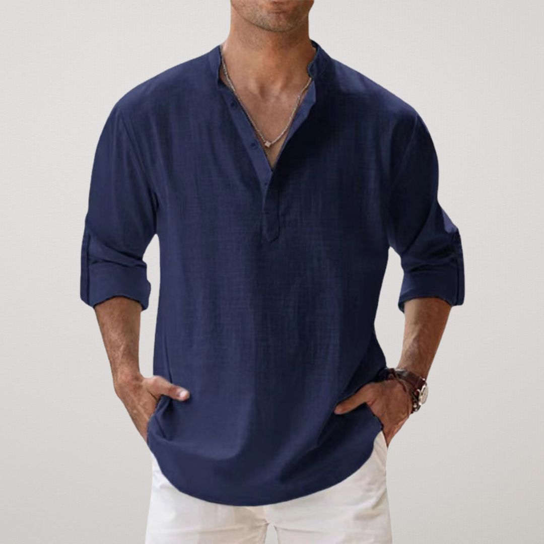 Antoine™ - Chemise Henley en coton effet lin