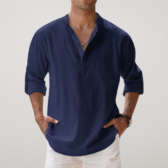 Antoine™ - Chemise Henley en coton effet lin