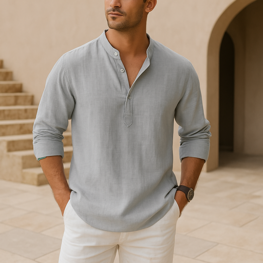 Antoine™ - Chemise Henley en coton effet lin