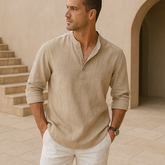 Antoine™ - Chemise Henley en coton effet lin