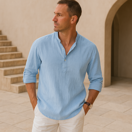 Antoine™ - Chemise Henley en coton effet lin