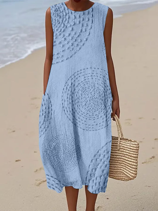 Maelle | Robe Longue Sans Manches à Motif Texturé