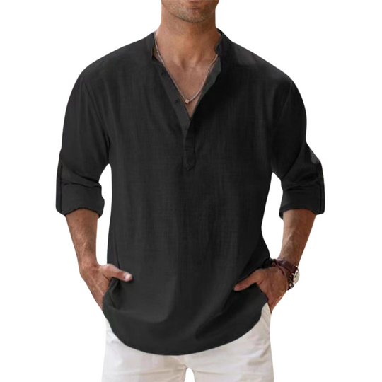 Antoine™ - Chemise Henley en coton effet lin